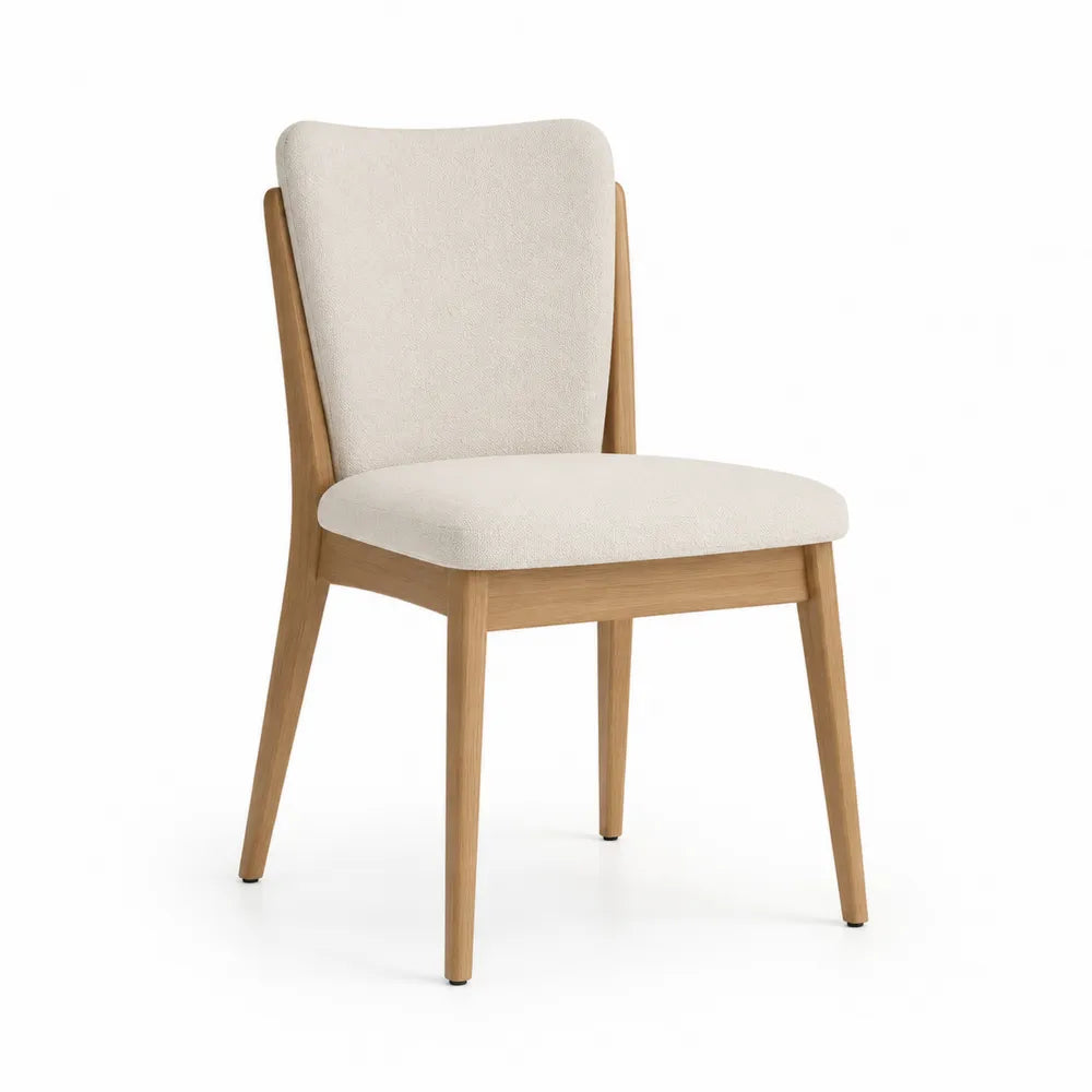 Esszimmerstuhl Polsterstuhl Massivholz Buche Stoffbezug Sitzfläche Rückenlehne ohne Armlehnen Natur Beige 55 cm 55 cm 82 cm