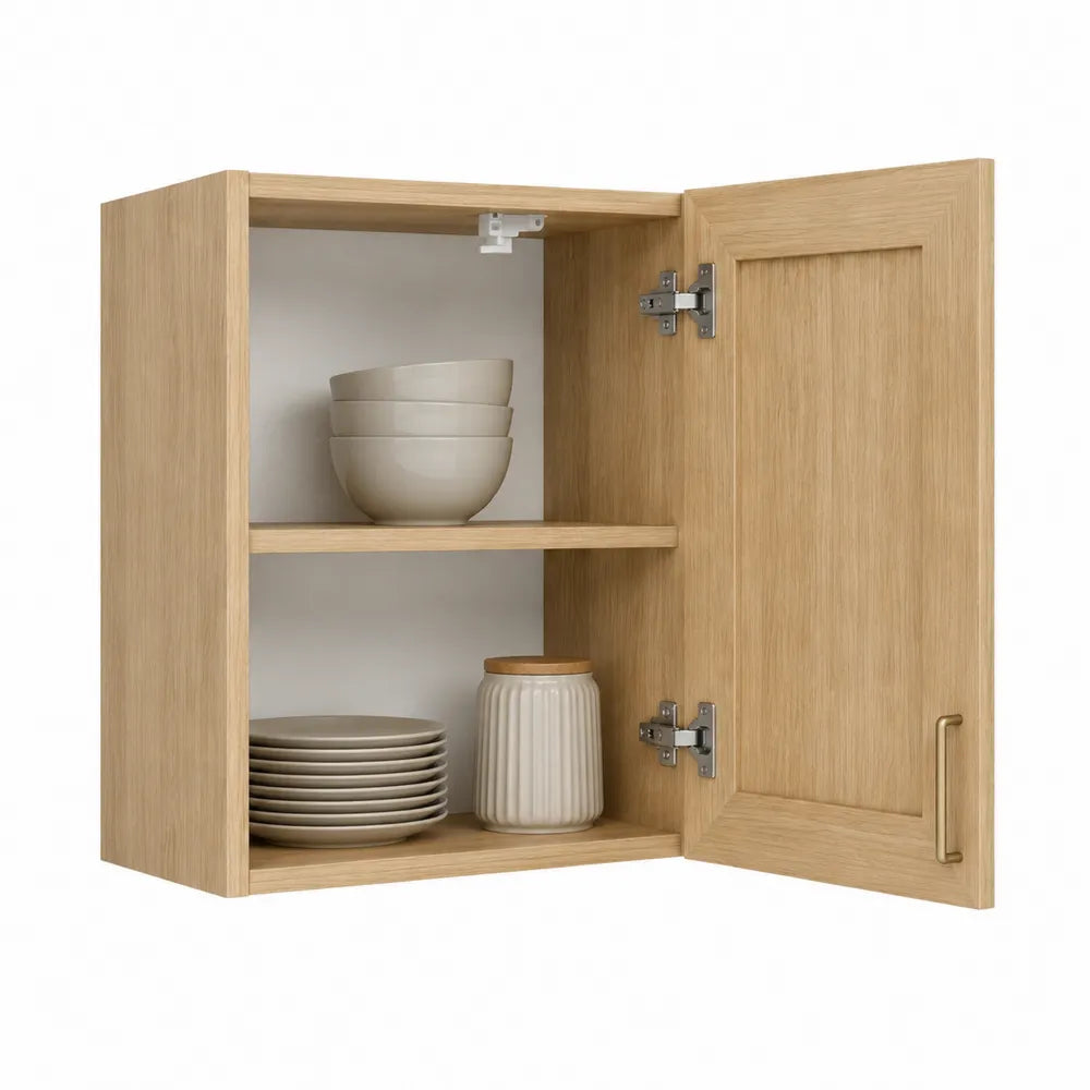 Küchen-Wandschrank 60 x 30 x 60 cm Holzoptik Eiche Natur Spanplatte mit 1 Tür 2 Einlegeböden