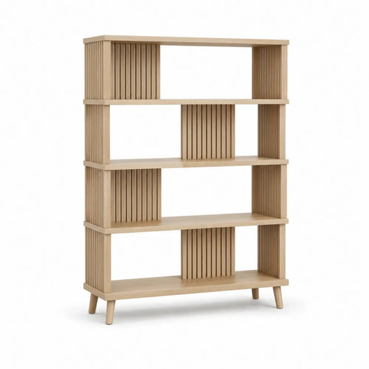 Bücherregal 4 Ebenen 120 cm x 30 cm x 160 cm MDF Eichenfurnier offenes Regal Eiche Natur