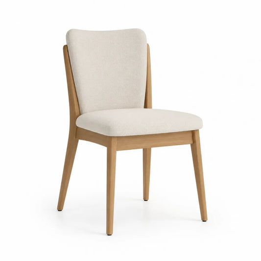 Esszimmerstuhl Polsterstuhl Massivholz Buche Stoffbezug Sitzfläche Rückenlehne ohne Armlehnen Natur Beige 55 cm 55 cm 82 cm
