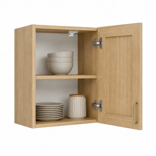 Küchen-Wandschrank 60 x 30 x 60 cm Holzoptik Eiche Natur Spanplatte mit 1 Tür 2 Einlegeböden
