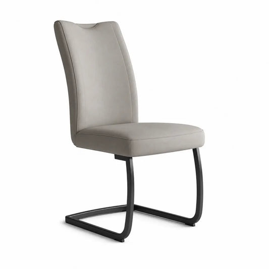 Esszimmerstuhl Freischwinger Polsterstuhl PU Kunstleder Stahlgestell Grau Schwarz 45 cm 60 cm 100 cm